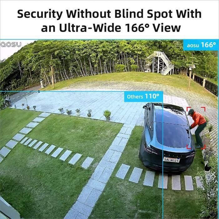 Caméra De Surveillance - AOSU - WirelessCam Pro - 2K - Vision Nocturne - Alimentation Solaire