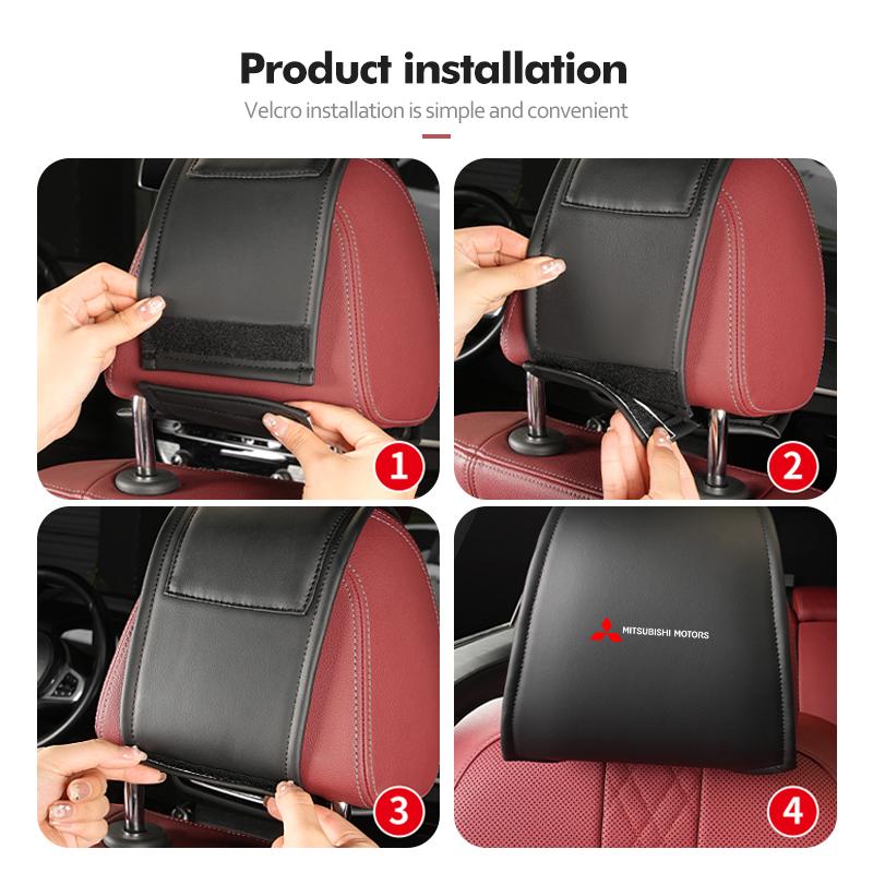 1/2PCS Leather Car Seat Headrest Protective Cover Interior Accessories For Mitsubishi Outlander Lancer Cross Colt Xpander Mirage