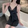 Sex underwear pure lace suspender skirt deep V free sexy small chest temptation pajamas women qqny