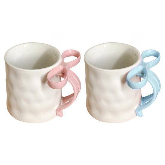 Керамическая кофейная кружка, элегантная чайная чашка для женщин, праздничная кружка с бантом и ручкой из ленты, кружка для горячих и холодных напитков, подарки на день рождения Святого Валентина
