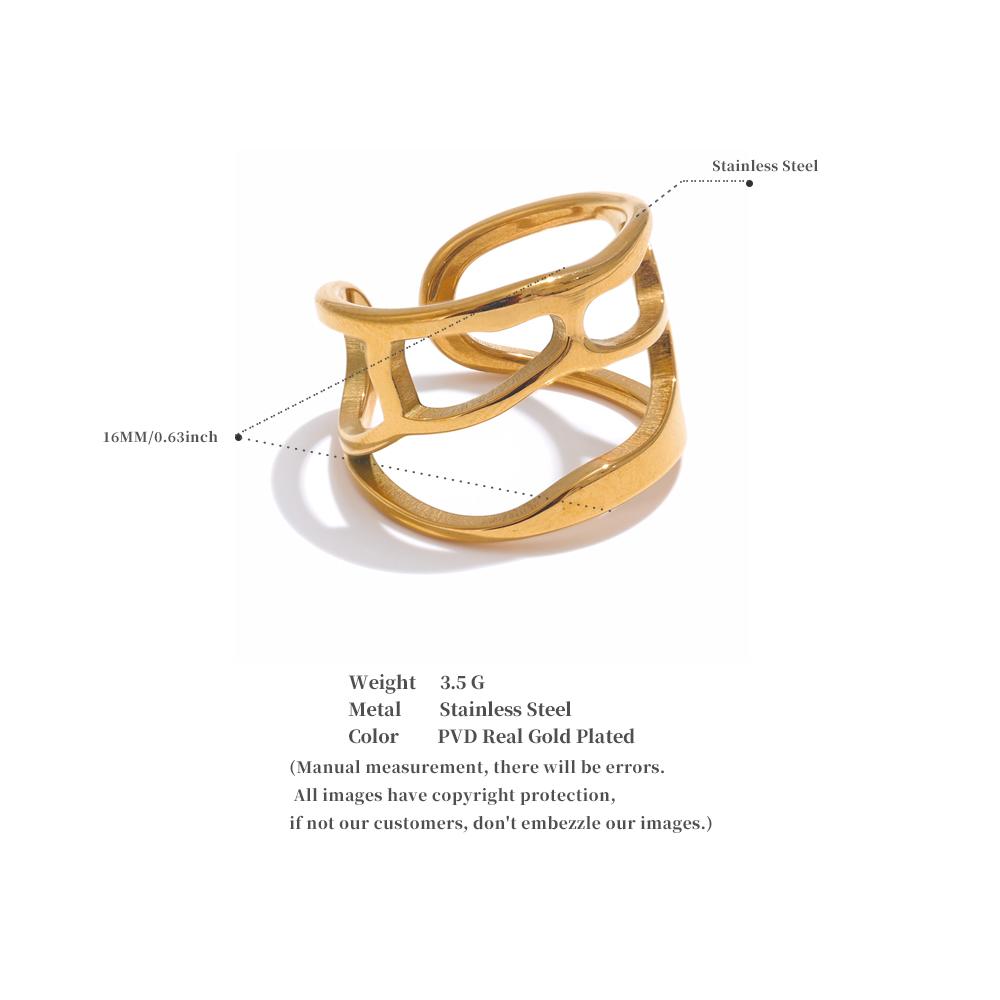 Eetit Нержавеющая сталь широкое полое манжетное открытое кольцо для женщин стильный дизайн водостойкие металлические ювелирные изделия оптовая продажа