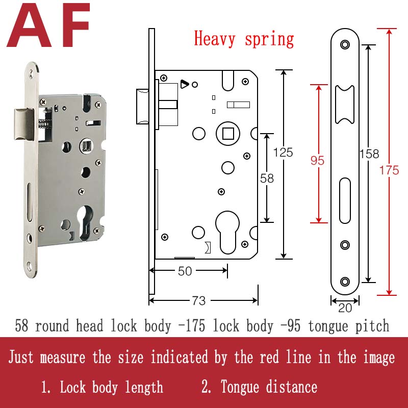 Stainless Steel Lock Body Lock Core Indoor Bedroom Lock Tongue Lock Universal Type Room Household Silent Wooden Door Lock
