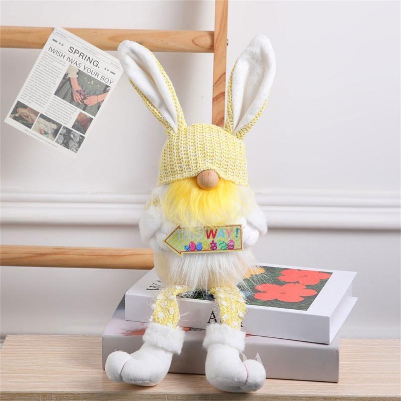 RabbitEar Rudolph Doll Festival Decoration Gnome Figurine Seasonal House Decor Bedroom Kitchen Ornament Easter Layouts