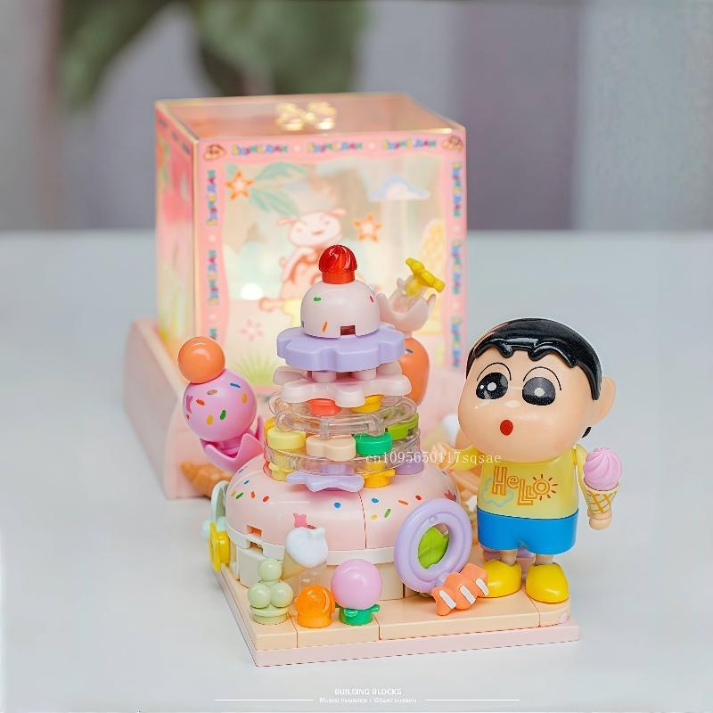 Crayon Shin Chan Building Blocks Small Particles Assembly Toy Night Lamp Bedroom Decor Ornament 2025 New Girl Birthday Gift