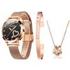 Наручные кварцевые простые нержавеющая сталь подарок на день для женщин OLEVS подарочный набор женские часы, браслет, ожерелье, бренд, милый, стильный,