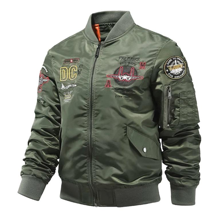 Мужская куртка Осенняя куртка-бомбер ВВС Мужская вышивка Бейсбольная форма Повседневная куртка