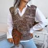 Autumn and Winter Colorful Twist V-neck Knitted Vest Sweater Vest