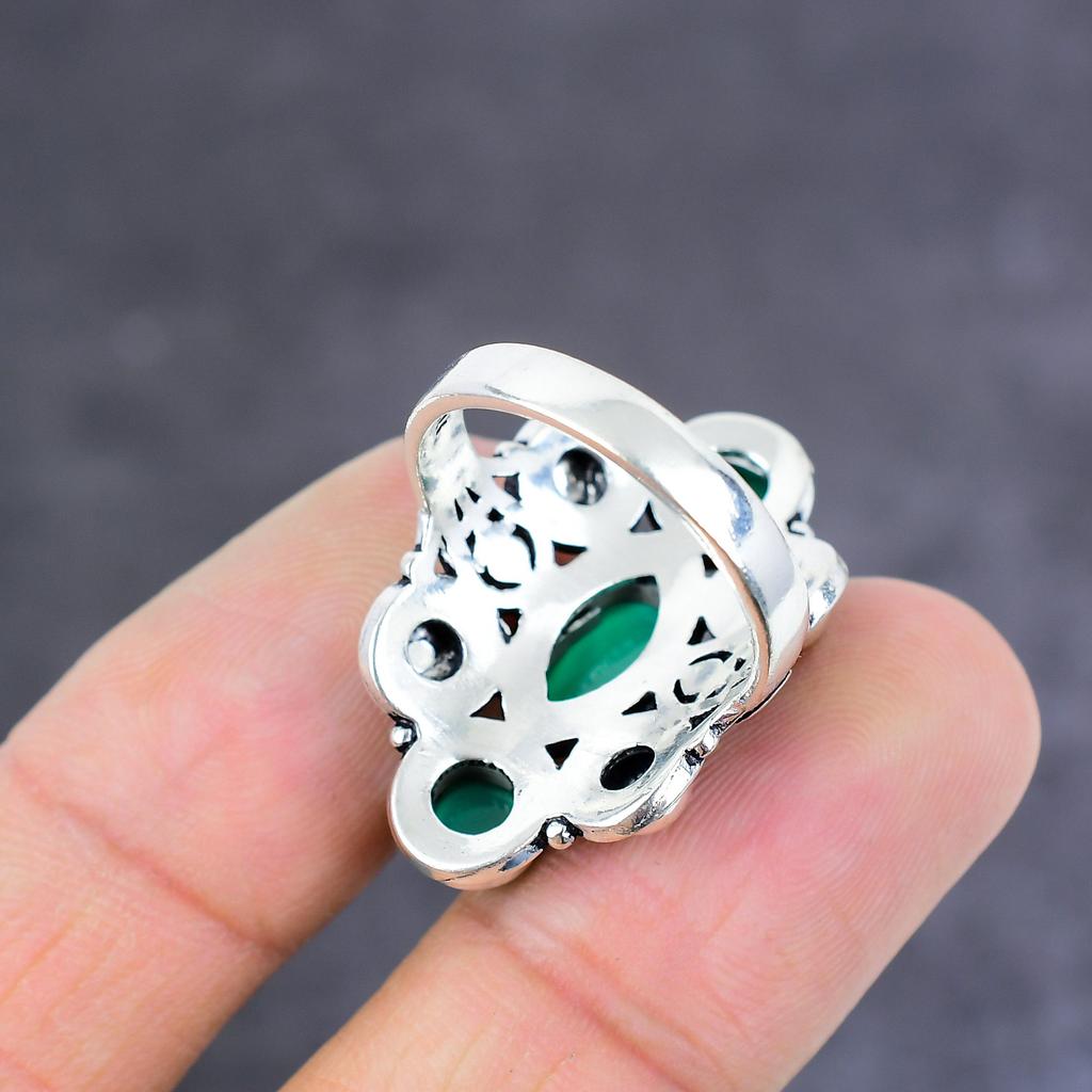 Green Onyx Handmade 925 Sterling Silver Jewelry Ring Size 9 Gift For Her m1W77