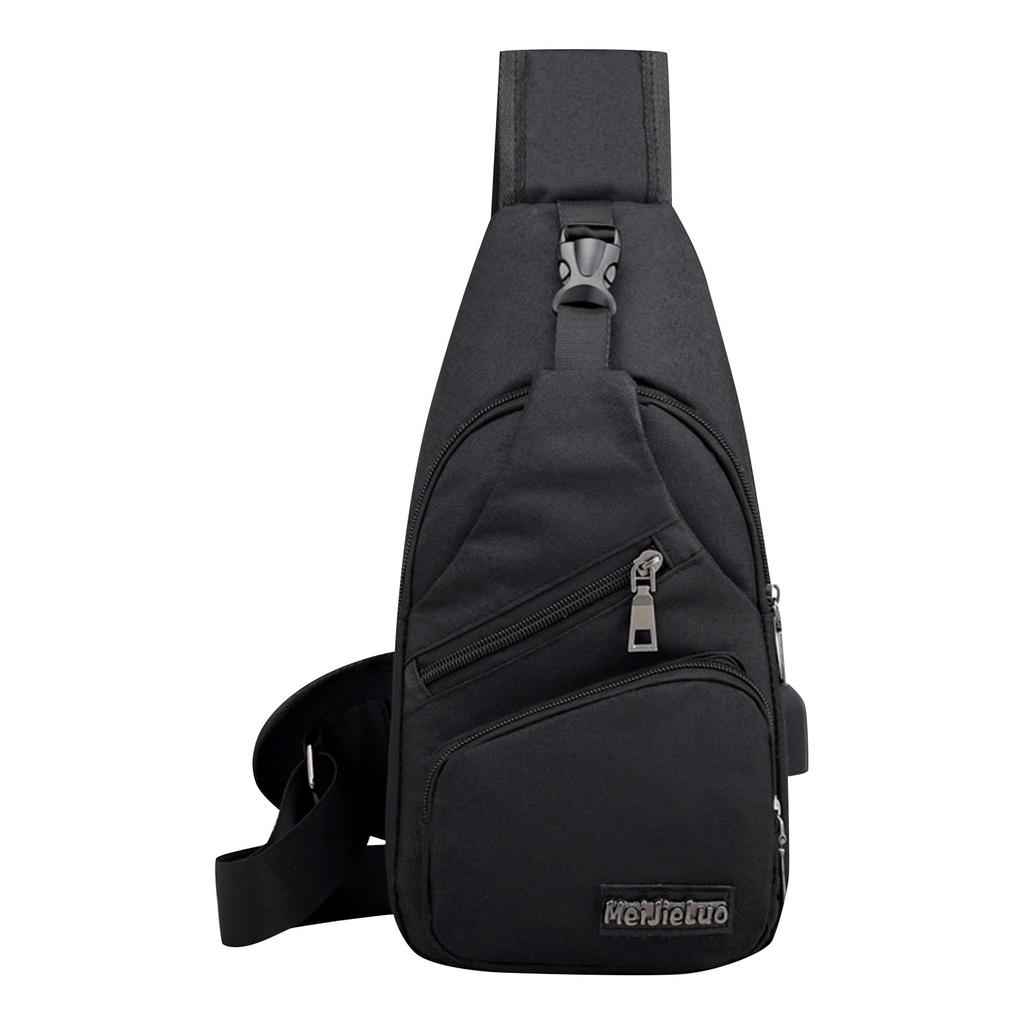 Fashion Sling Bag Men's USB Rechargeable Chest Bag Small Backpack Daypack