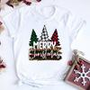 Женская повседневная свободная рождественская футболка с принтом елки 'Merry Xmas' Повседневная уличная одежда Ретро Топ с графикой счастливого оленя Эстетичная футболка