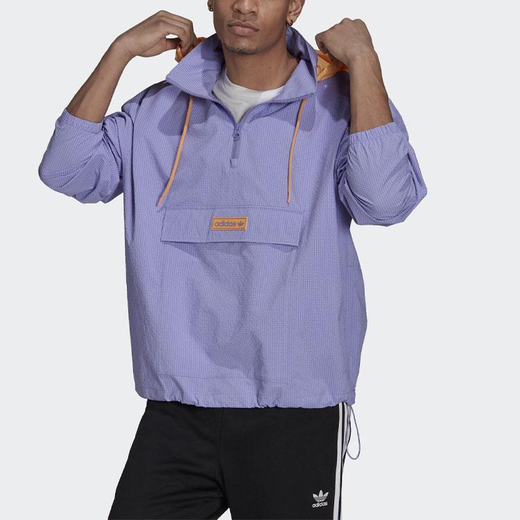 Adidas Оригинальная повседневная спортивная куртка с капюшоном и молнией в четверть трилистника, мужские топы, светло-фиолетовые HB1822