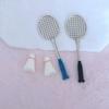 4Pcs Badminton Racket Keychain Accessories Metal Simulation Racket Ornaments Sports Gift Car Backpack Decoration Fans Souvenir