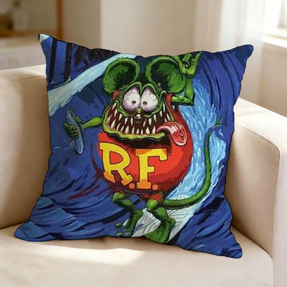 Cartoon character RRat FFink RF Pillow Case Square DoubleSided Sofa Cushion Cover Bedroom Bedside Pillow