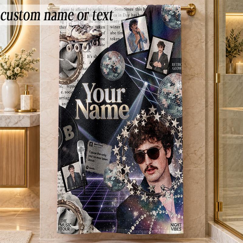 Beach TowelBenson Boone Custom Name Text Personalized Soft Towel for Beach Pool Indoor Home Decor Gift