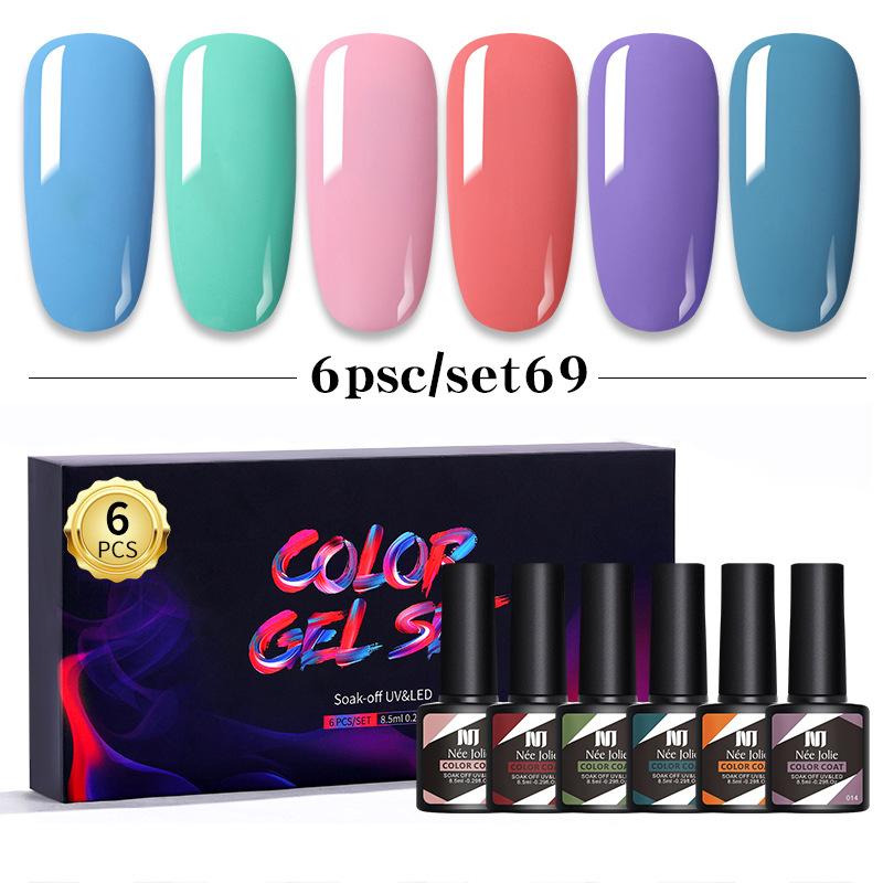 Набор клея для лака для ногтей 8 мл 6 бутылочек в коробке клей для дизайна ногтей Barbie японский цветной клей для ногтей клей для фототерапии