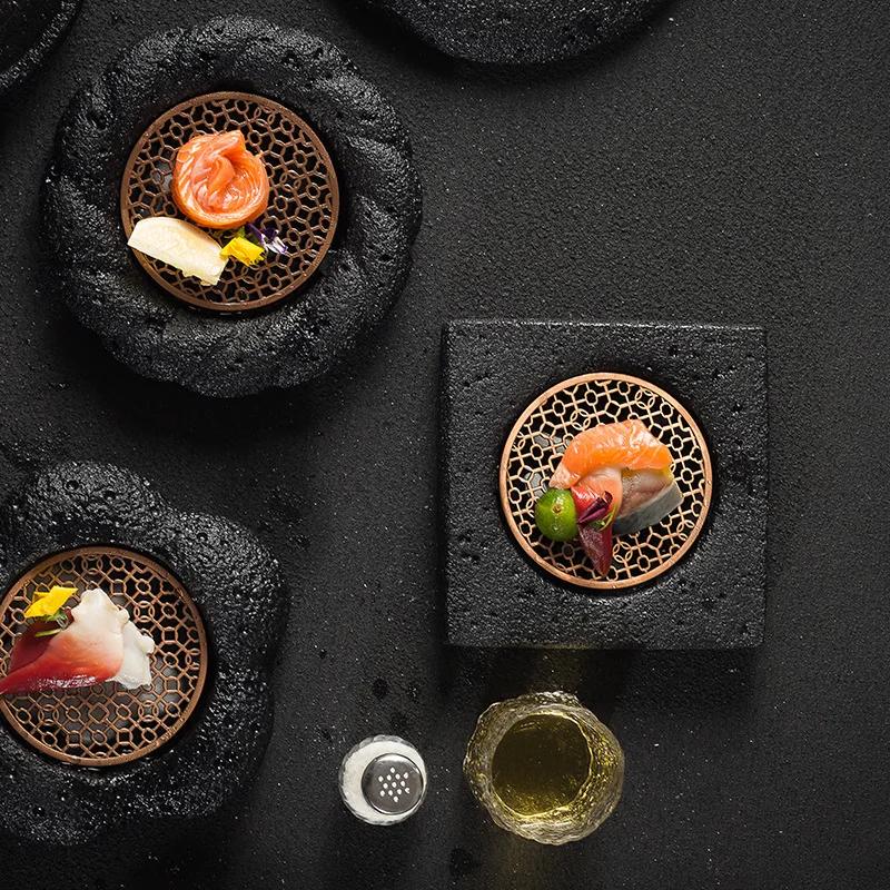 Creative Dry Ice Plate Smoked Barbecue Planet Bowl Volcanic Stone Coal Ball Plate Molecular Cuisine Plate Concept Tableware