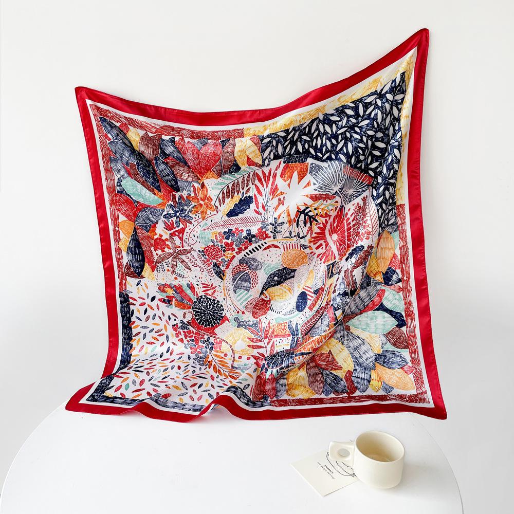 Satin Square Scarf 90cm Gift Silk Scarf Women'S Scarf Shawl Professional Elegant Scarf Sunscreen Scarf Shawl