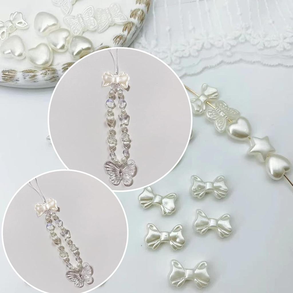 Home Party Supplies 10Pcs Fashion AB White Color DIY Jewelry Accessories Bowknot Flower Loose Beads Creative Leaf Petal Pendants Acrylic