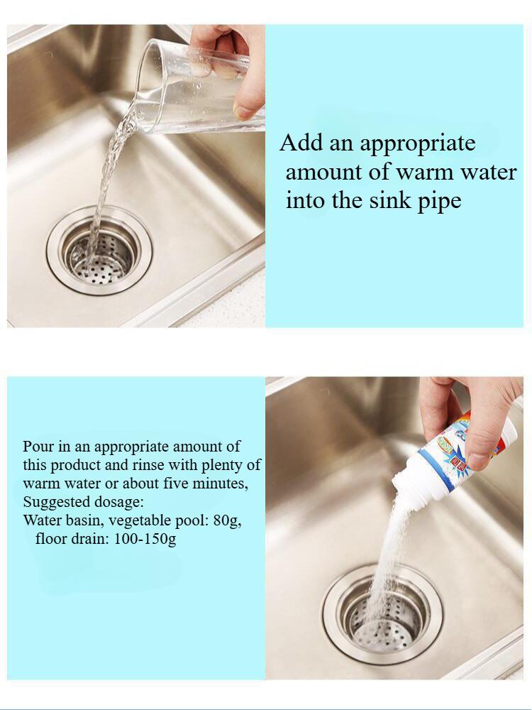 Средство для прочистки труб в туалете, средство для дренажа, средство для прочистки кухонных туалетов, дезодорирующее средство, порошок для засоров в сливе