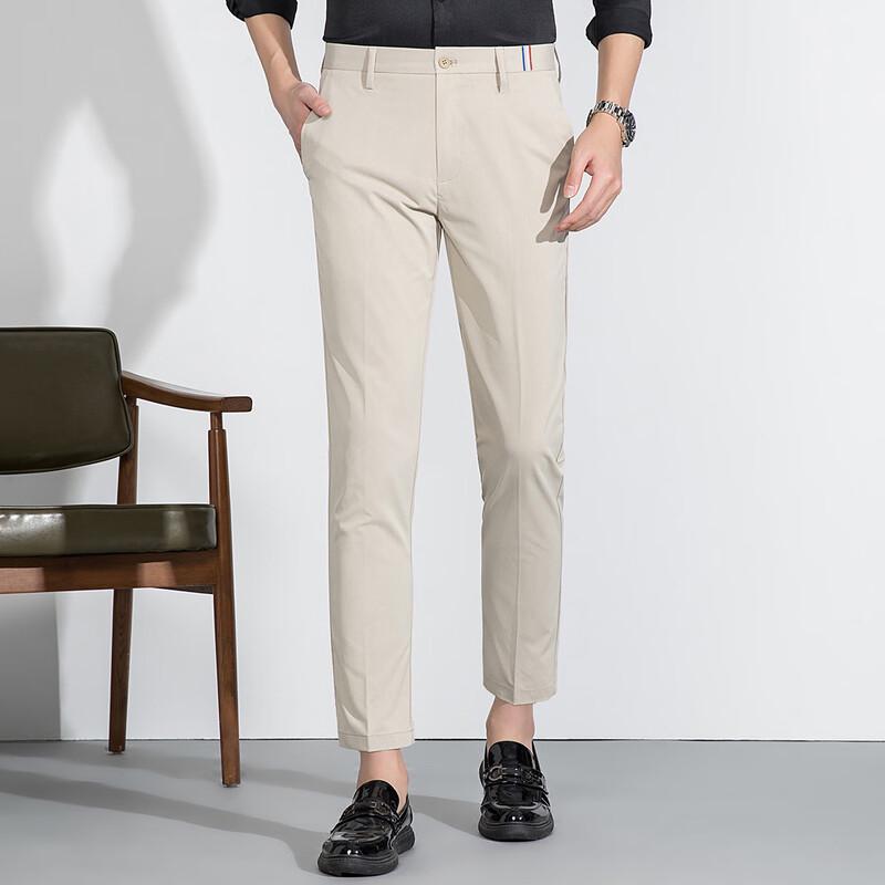 MONTAGUT Мужские укороченные брюки, не требующие глажки, устойчивые к сминанию, в стиле business casual