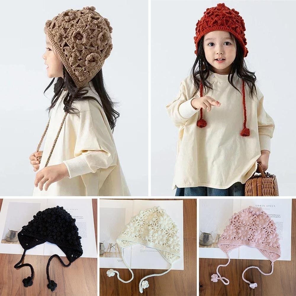 Вязаная крючком детская шапка с цветком принцессы, дышащая шапка-берет для девочек