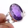 Подарочное кольцо из чистого серебра 925 пробы с натуральным африканским аметистом S.7 k6D72