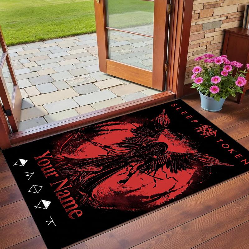 Crystal Velvet Rug Custom Name Text, Soft Non Slip Floor Mat Home DecorSleep Token