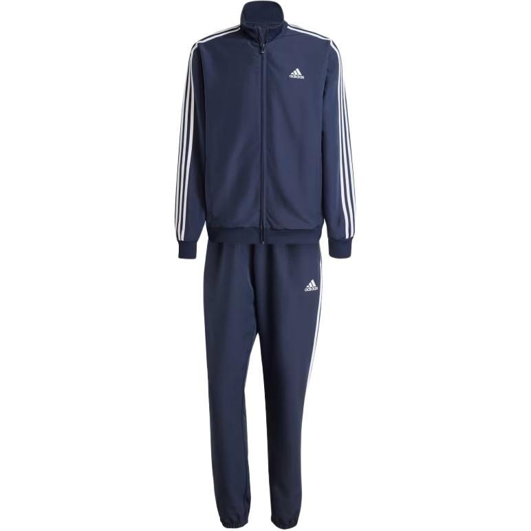 adidas Полосатый воротник-стойка молния длинный рукав эластичный пояс манжеты повседневный спортивный костюм мужские костюмы темно-синий IY6656