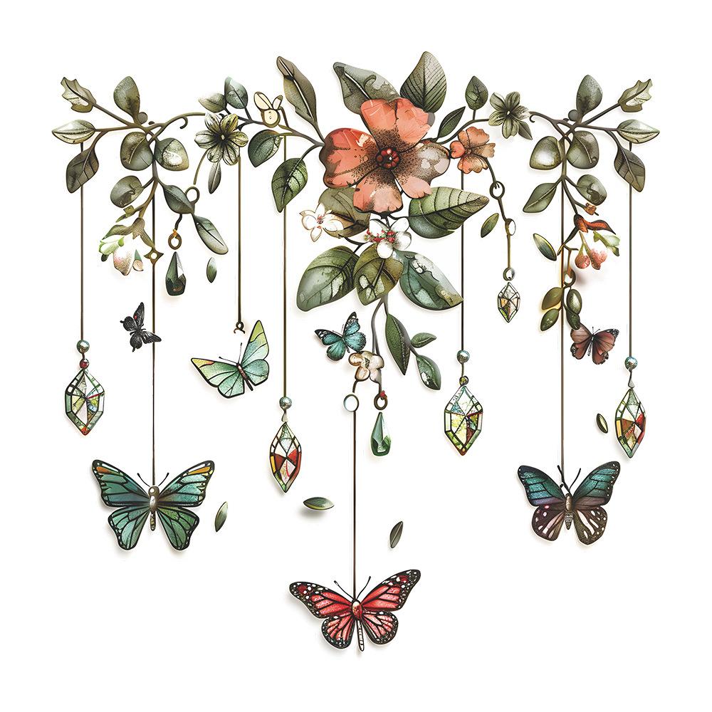 Fun-m105 Green Leaf Butterfly Toilet with Bathroom Bathroom Beautification Wall Sticker