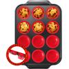 LMETJMA складная силиконовая форма для кексов на 12 чашек, форма для кексов Egg Bites с металлической рамкой, антипригарное покрытие, формы для кексов JT372