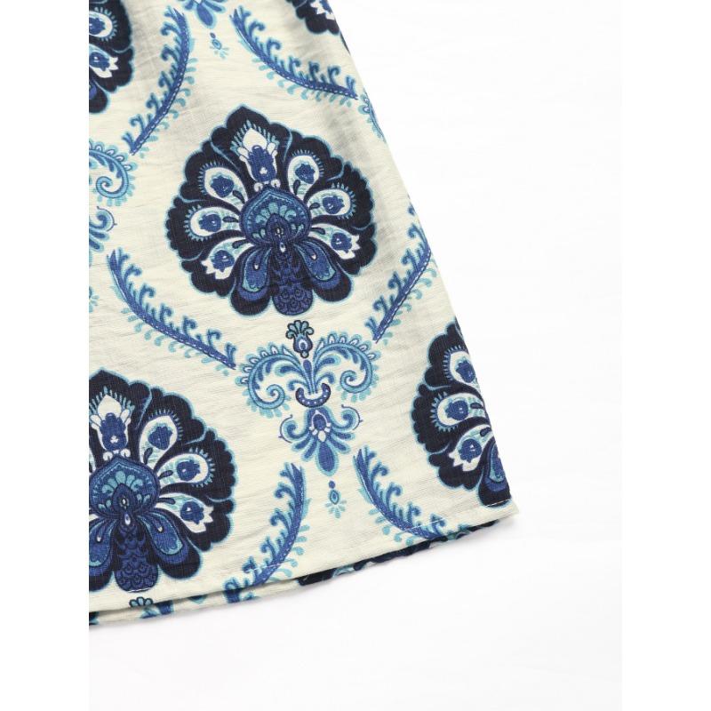 Женское летнее свободное длинное платье в стиле французских каникул с глубоким V-образным вырезом и принтом