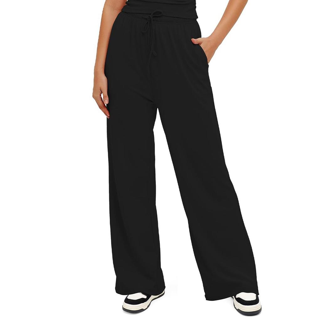 Женские прямые летние легкие брюки с косыми карманами и высокой талией