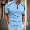 Мужские футболки с коротким рукавом для гольфа, повседневная легкая рубашка, стильная рубашка с воротником-поло на молнии до середины груди