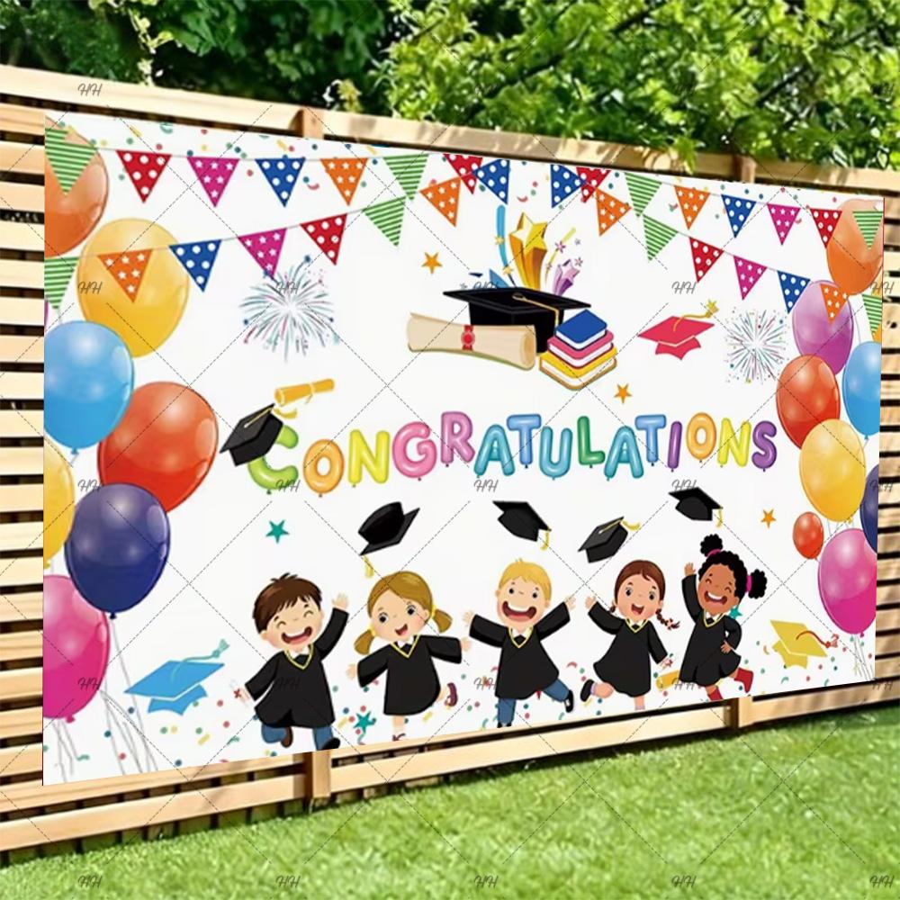 Congratulatory Graduatio Celebration Theme Party Decoration Background Graduates Backdrop Photography Studio Props Student Gifts