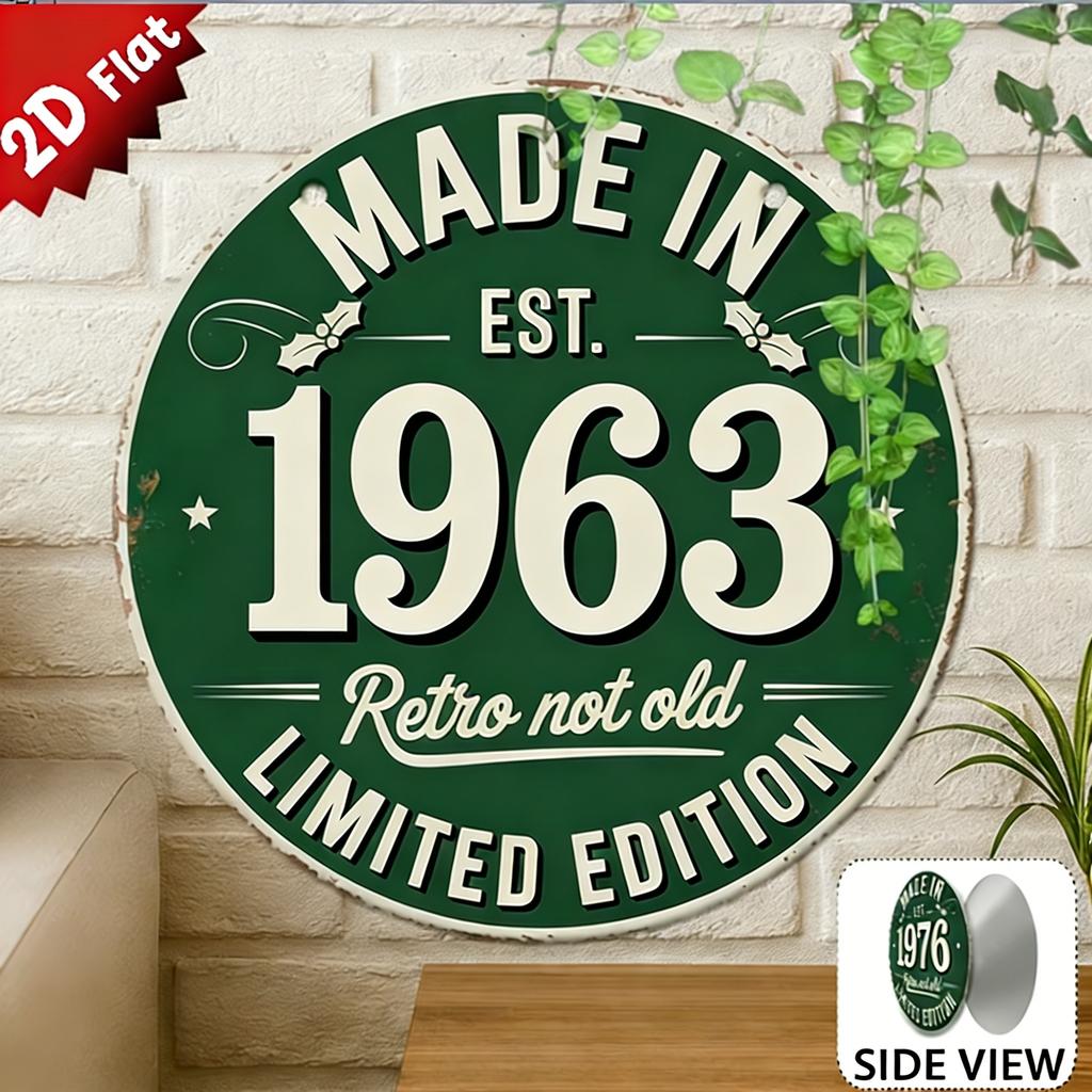Made in  Retro Not Old D Flat Round Metal Sign Limited Edition Vintage Green Rustic Wall Decor for Home Bar Cafe