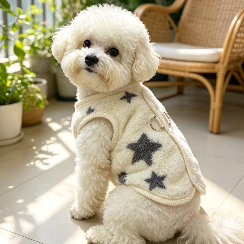 Double-Sided Fleece Puppy Jacket | Warm Vest for Pets & Cats | Heart Pattern Dog Clothes | Button-Back Open Vest for Maltese