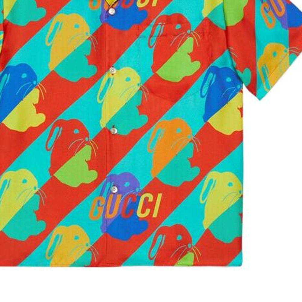 Gucci Рубашка с отложным воротником и принтом кроликов 723823-ZAL0S-4886