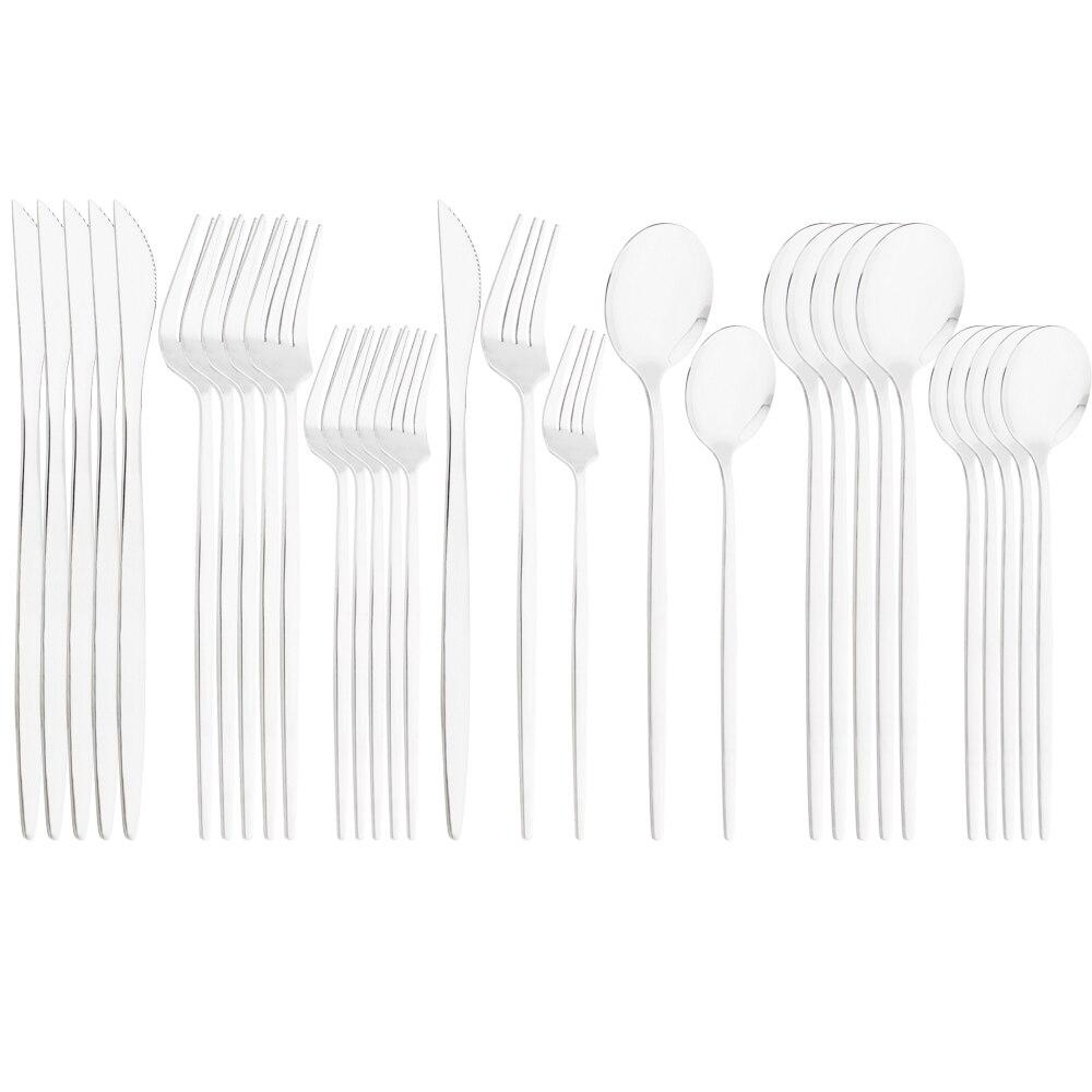 Зеркальный набор столовых приборов из нержавеющей стали, 30 предметов, черно-золотой столовый прибор, нож, вилка, ложка, набор столовых приборов, десертная ложка, набор столовых приборов