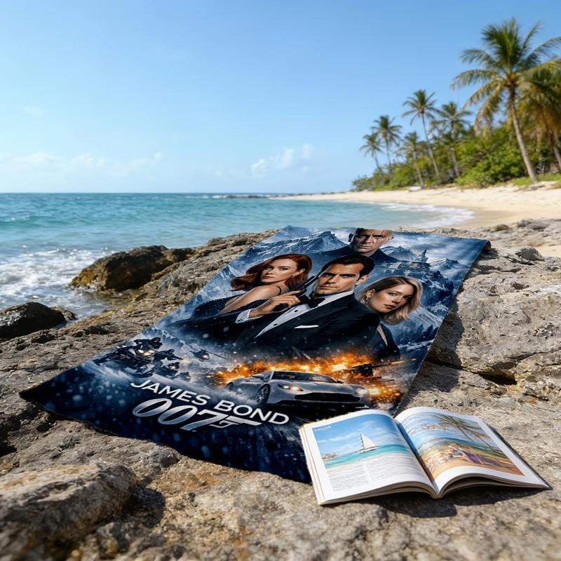 Ultra-Soft Beach Towel with 007 James Bond Theme,Ideal for Pool - Camping, Diving - Perfect Travel Essential, Vibrant Beach Towel.