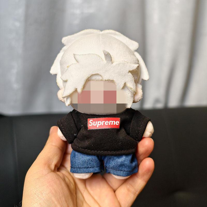 [Cloth Only] 16cm Plush Doll Clothes Set, Circle Smiling Face Shirt Overalls Series Set Dress Up.