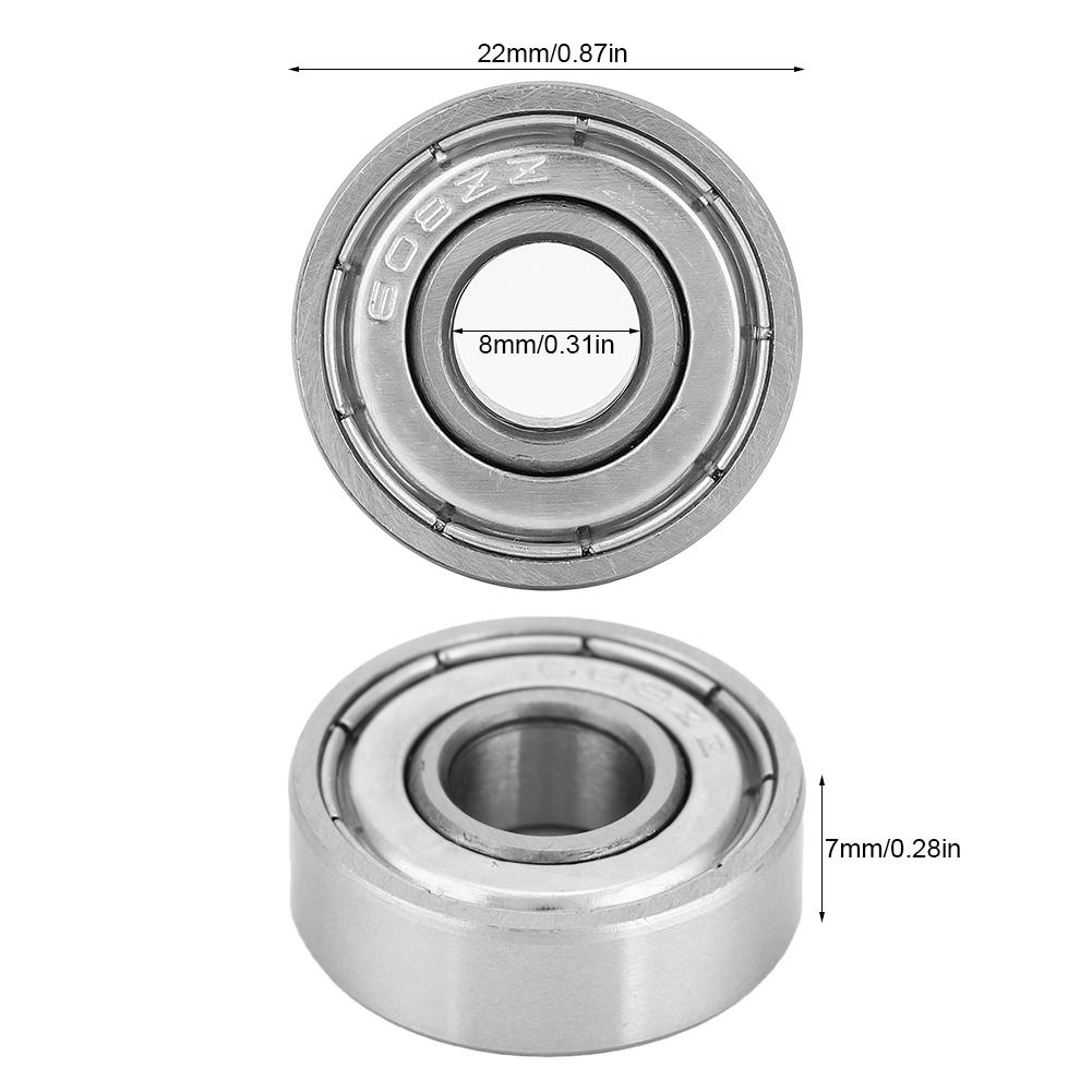10PCS 608ZZ Double Shielded High Carbon Steel Ball Bearings 8x22x7mm