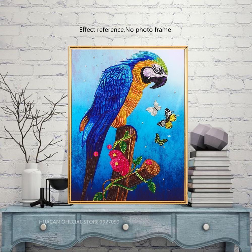 Huacan 5D DIY Diamond Painting Special Shaped Parrot Bird Diamond Embroidery Animal
