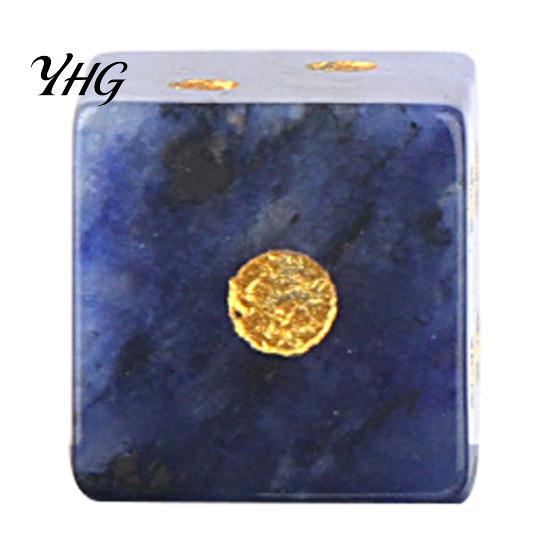 Collectible Stone Dice Natural with Golden Dots, Mini Healing Faux Decorative Crystal Dice, Carved 6-Sided for Tabletop Board Game