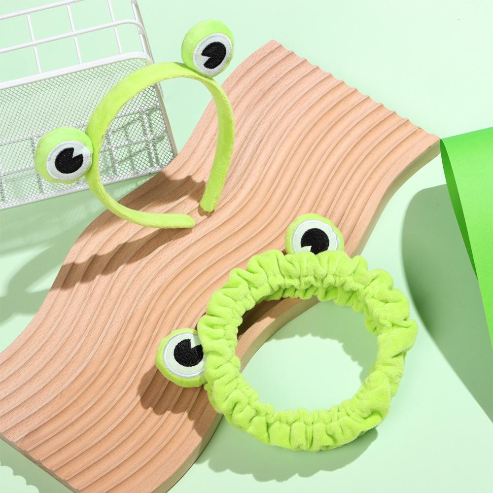 Милая эластичная коралловая флисовая забавная лягушка повязка на голову для умывания волос уход за кожей головы повязка на голову для макияжа