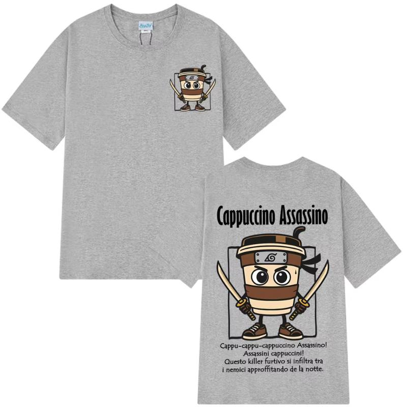 Cappuccino Assassino Fashion Italian Brainrot Meme Tshirt Shortsleeved Loose And Casual Cotton Tshirts Unisex T Shirts