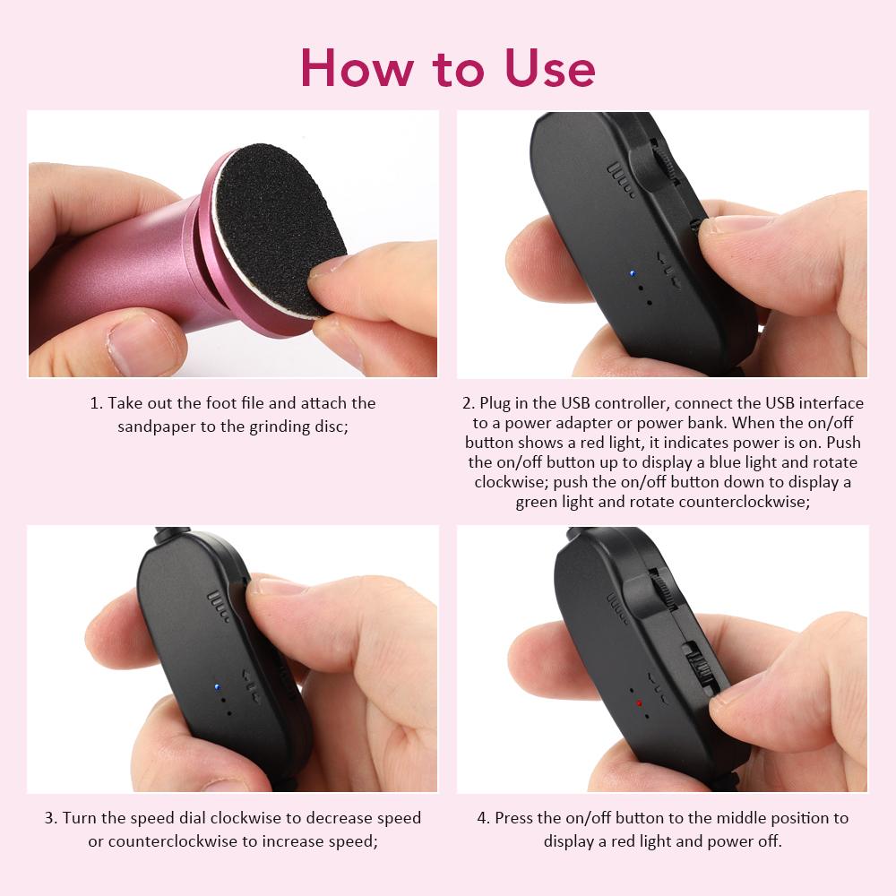USB Зарядка Электрическая Пилка для Удаления Мозолей с Ног Инструмент для Педикюра Мертвой Кожи Профессиональная Пилка для Удаления Мозолей с Ног с 20 Шлифовальными Дисками