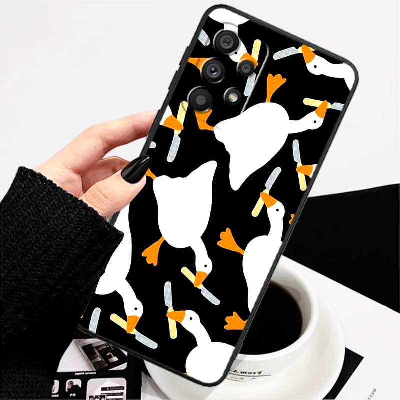 Мультяшный аниме-утенок Для Samsung A73 A72 A71 A55 A54 A53 A52 A51 A13 A22 A16 A15 A12 A14 A26 A07 5G Черный чехол для телефона