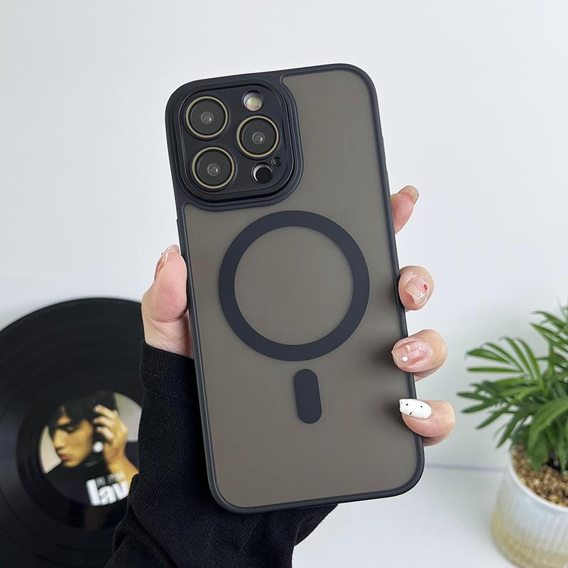 Матовый магнитный прозрачный ультратонкий чехол для iPhone 11 12 13 14 15 16 Pro Max с беспроводной зарядкой Magsafe и пленкой для объектива