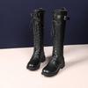 35~43 Fashion Women Winter Shoes Mid Heel Mid Calf Martin Boots Motocycle Platform