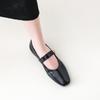 Женские туфли на плоской подошве 2024 года, весна, новые модные женские балетки с квадратным носком, однотонные простые неглубокие женские туфли